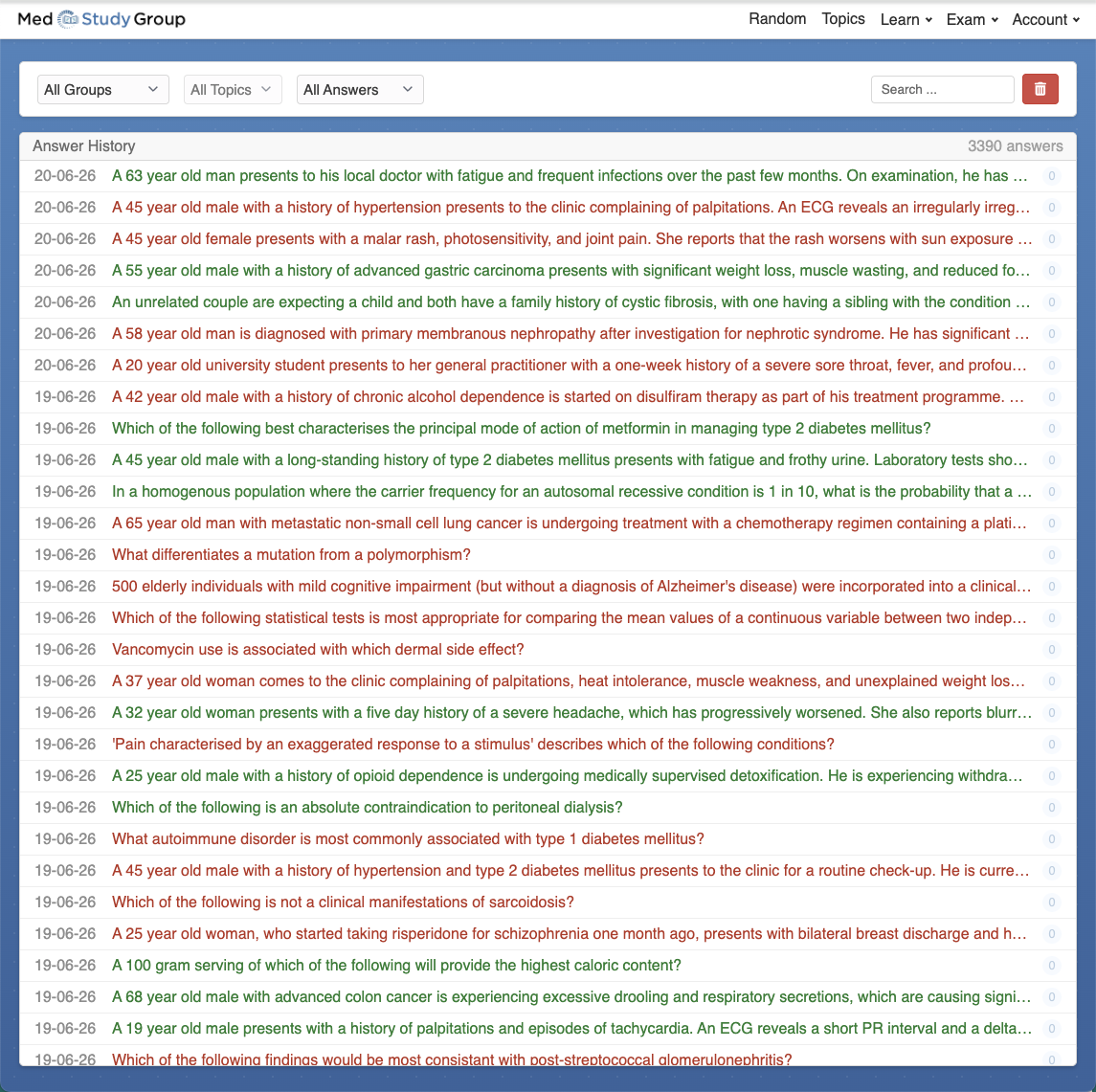 Answer History